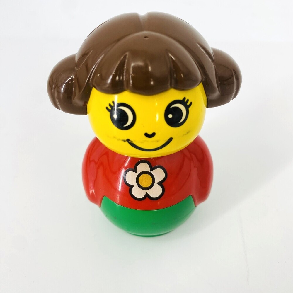 Vintage Lego Duplo Daisy Girl 4" Figure Brown Hair Red Shirt